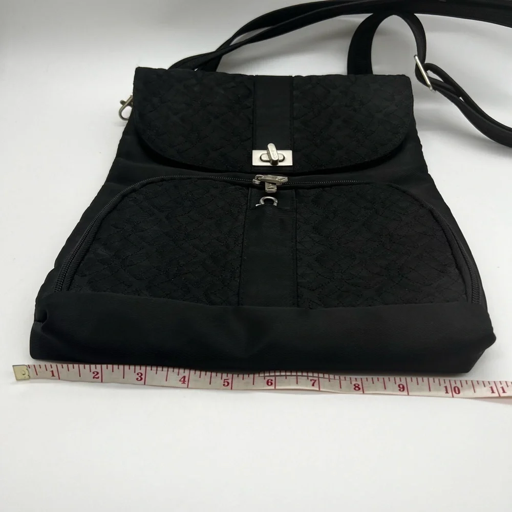 TRAVELON UNISEX BLACK TRAVEL SHOULDER BAG PURSE EXCELLENT CONDITION